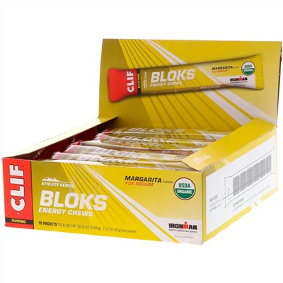 Clif Bar, Bloks Energy Chews, Margarita Flavor + 3X Sodium, 18 Packets, 2.12 oz (60 g) Each