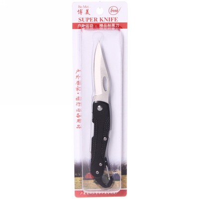 Нож туристический складной 17 см с карабином, блистер 199