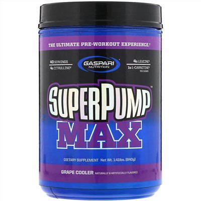 Gaspari Nutrition, SuperPump Max, Grape Cooler, 1.41 lbs (640 g)