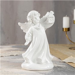 Статуэтка "Ангел с фонарем" 24 см, белый