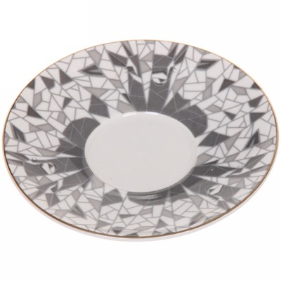 Кофейная пара (зеркальная кружка 90мл+блюдце) анаморфный дизайн "Олень" серебро