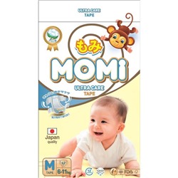 Подгузники MOMI Ultra Care, M (6-11 кг), 62 шт