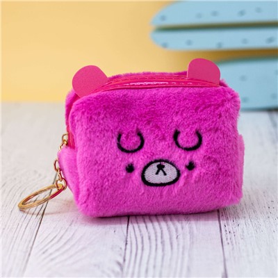 Кошелёк меховой "Bear", dark pink