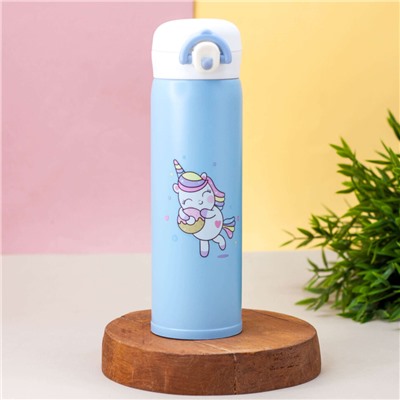 Термос "Little girl unicorn", blue (500 ml)