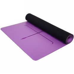 Коврик для йоги 4мм 68*183 см "Грация" 2х сторонний (антискользящее покрытие), фиолетовый/черный