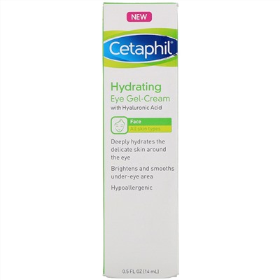 Cetaphil, увлажняющий гель-крем для глаз с гиалуроновой кислотой, 14 г (0,5 унции)