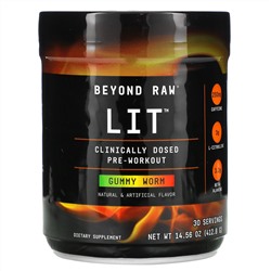 GNC Beyond Raw, LIT, Clinically Dosed Pre-Workout, Gummy Worm, 14.56 oz (412.8 g)