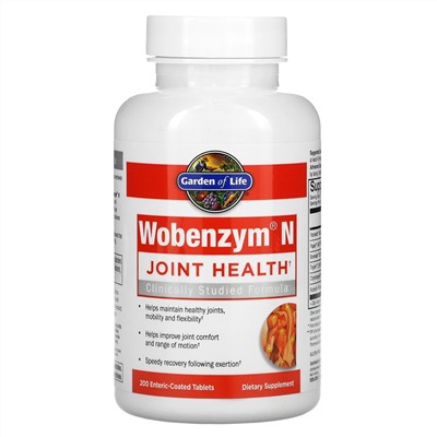 Wobenzym N, средство для здоровья суставов, 200 таблеток, покрытых кишечнорастворимой оболочкой