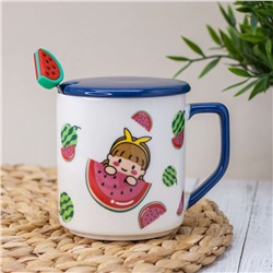 Кружка "Girl with watermelon", blue (375 ml)