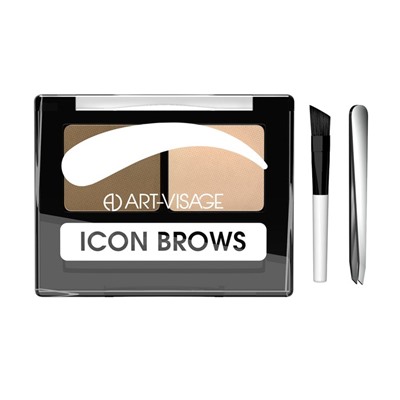 Тени для бровей Art-Visage Icon Brows, с кисточкой и пинцетом, тон 421