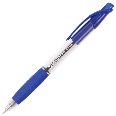 Ручка шариковая масляная автоматическая BRAUBERG Metropolis, синяя, узел 0,7 мм, линия 0,35 мм