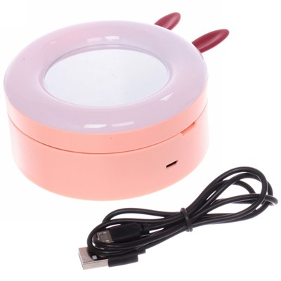 Настольная лампа складная с зеркалом "Marmalade-Чудо кролик" LED цвет розовый