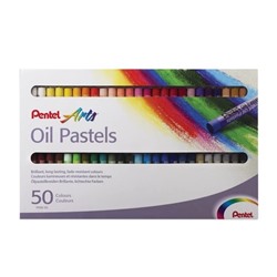 Пастель масляная художественная PENTEL “Oil Pastels“, 50 цветов, круглое сечение, картонная упаковка, PHN4-50