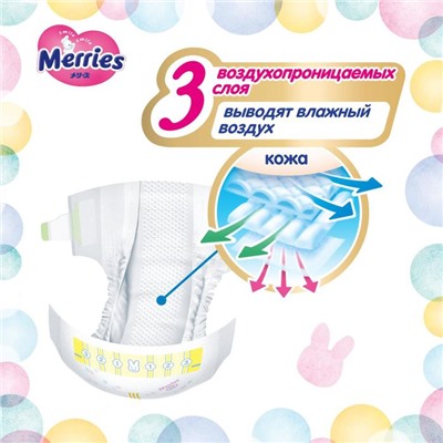 Подгузники Merries S (4-8 кг), 82 шт