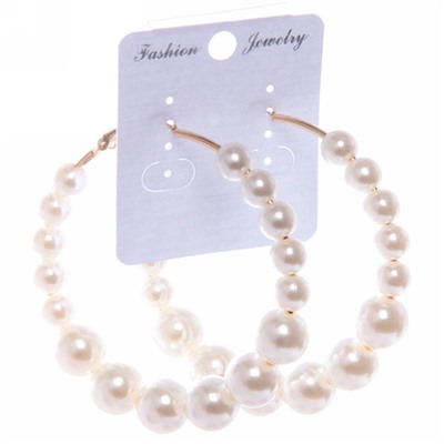 Серьги женские "Fashion Collection - Pearl", цвет белый, d-5см