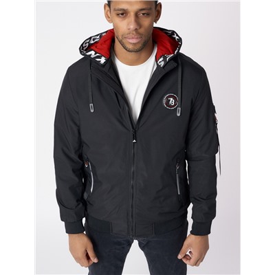 Куртка мужская на резинке с капюшоном черного цвета 88652Ch