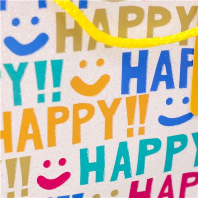 Подарочный пакет (S) "Happy day", yellow