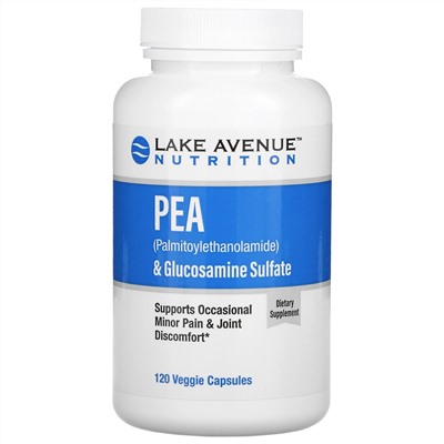 Lake Avenue Nutrition, ПЭА (пальмитоилэтаноламид) и сульфат глюкозамина, 120 растительных капсул