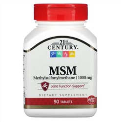 21st Century, МСМ, метилсульфонилметан, 1000 мг, 90 таблеток