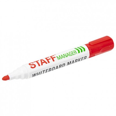 Маркер стираемый для белой доски STAFF (Стафф) Manager красный, с клипом WBM-491, 5 мм