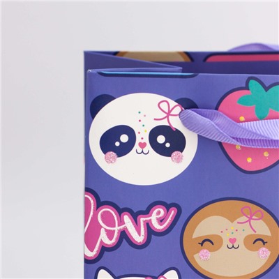 Пакет подарочный (S) "Many cute love", purple (18*23*10)