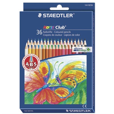 Карандаши цветные STAEDTLER (Германия) “Noris club“, 36 цветов, заточенные, европодвес, 144 ND36